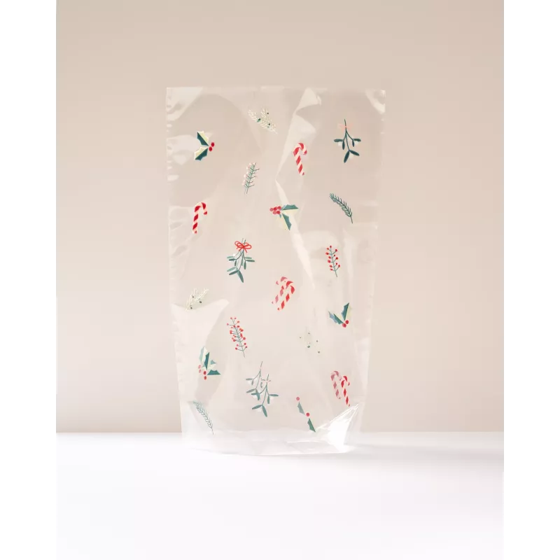 Folia torebka PP z dnem A FLORAL CHRISTMAS, 14,5 x 23,5 cm