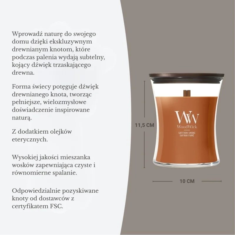 WoodWick Saffron Smoke świeca, średnia