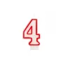 Papstar świeczka cyferka „4”, 7,3 cm, biało-czerwona