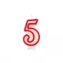 Papstar świeczka cyferka „5”, 7,3 cm, biało-czerwona