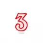 Papstar świeczka cyferka „3”, 7,3 cm, biało-czerwona