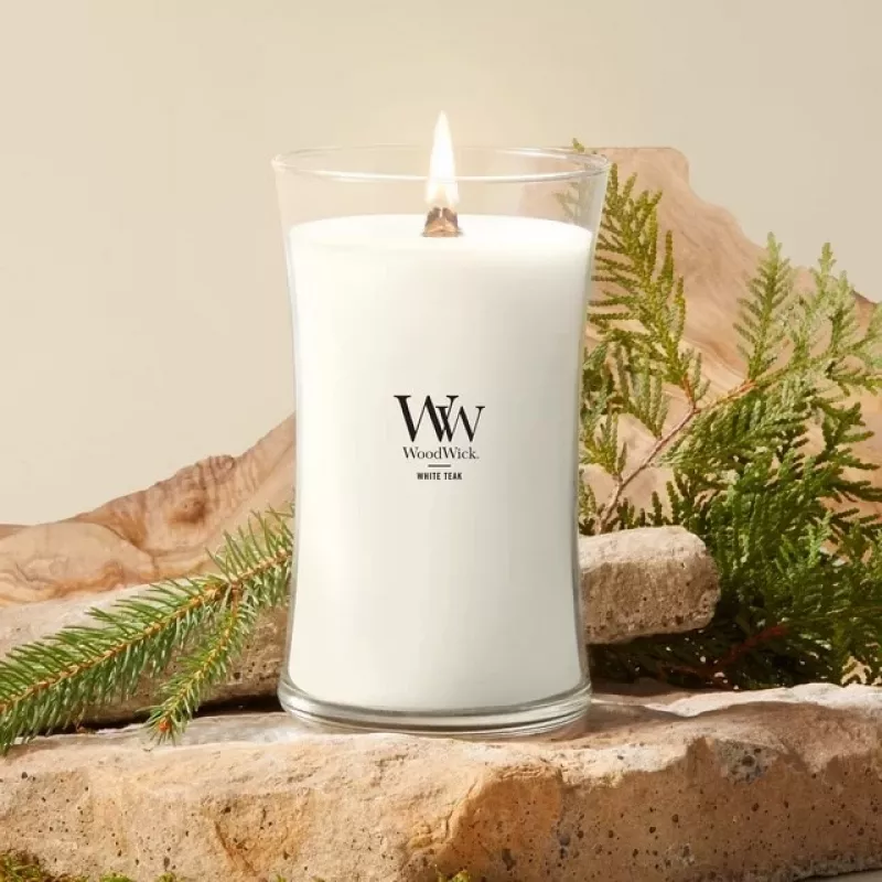 WoodWick White Teak świeca, duża, 610 g