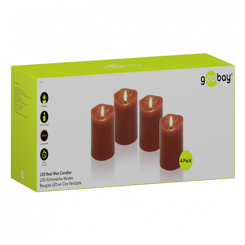 Goobay woskowe świece LED, 10 cm, czerwone
