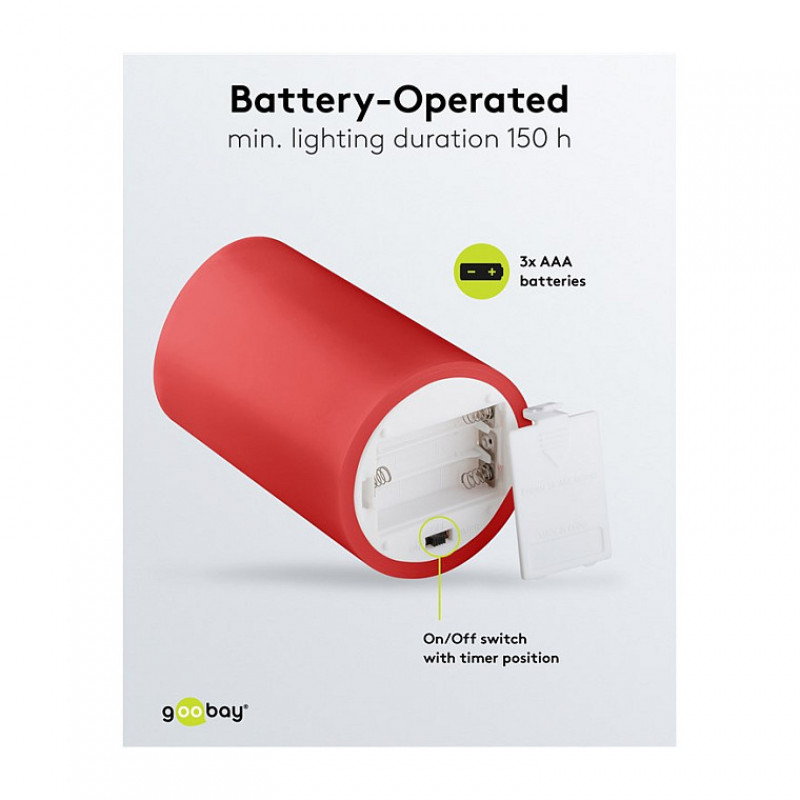 Goobay woskowe świece LED, 10 cm, czerwone