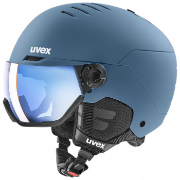 Kask narciarski UVEX Wanted Visor, kamienny/niebieski, 58-61