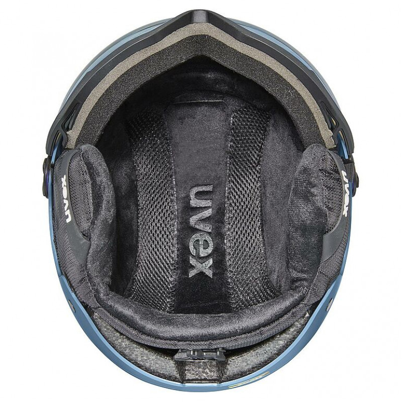 Kask narciarski UVEX Wanted Visor, kamienny/niebieski, 58-61