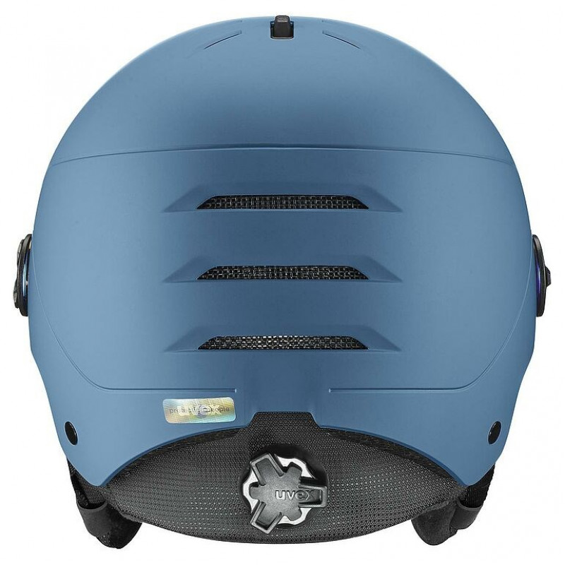 Kask narciarski UVEX Wanted Visor, kamienny/niebieski, 58-61