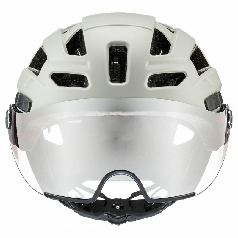 Kask rowerowy UVEX Finale Visor, biały/piaskowy, 52-57
