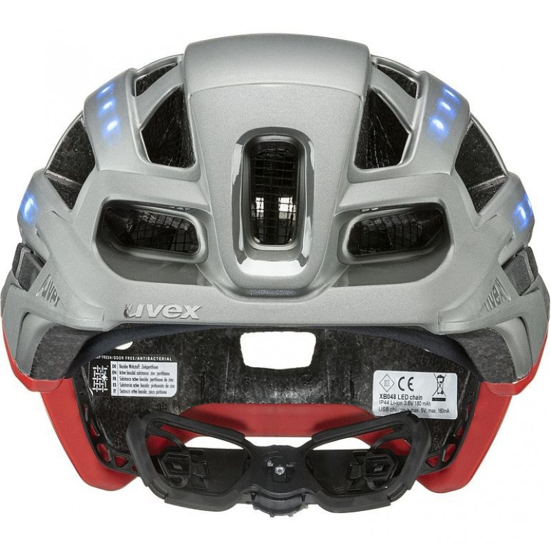 Kask rowerowy UVEX Finale Light 2.0, szary/czerwony, 52-57
