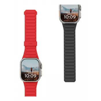 Urban Armor Gear UAG Pathfinder - silikonowy dwustronny magnetyczny pasek do Apple Watch series 4-6 & SE 1-3, 44mm / series 7-9, 45mm / series 10-11, 46mm / Ultra 1-3, 49mm (popiół/lawa)