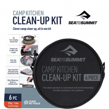 Sea To Summit Camp Kitchen Clean Up Kit, 6 elementów z płynem czyszczącym