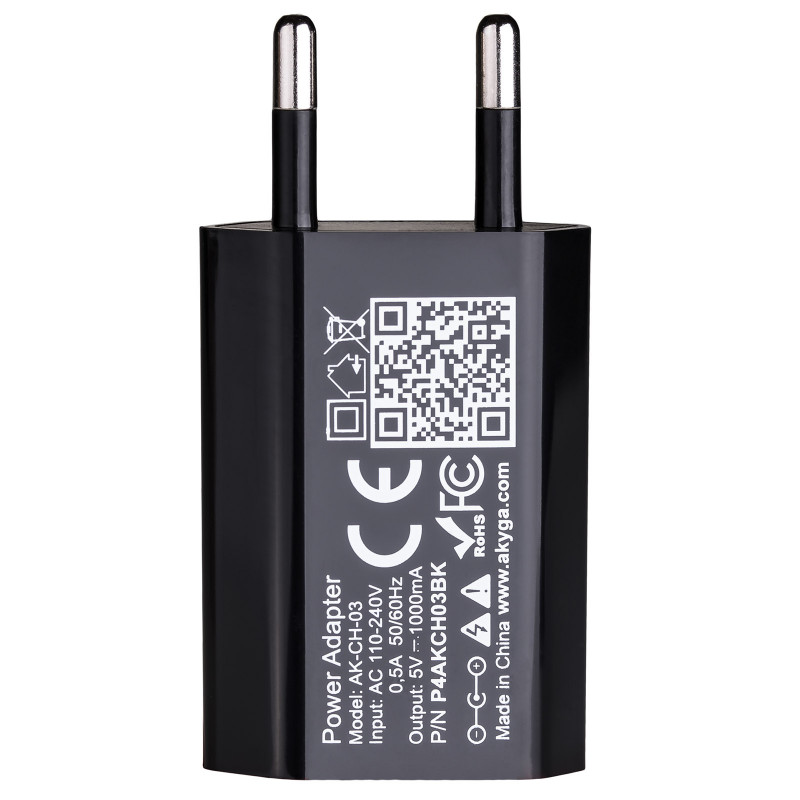 Ładowarka sieciowa Akyga AK-CH-03BK 5W USB-A 5V / 1A czarna