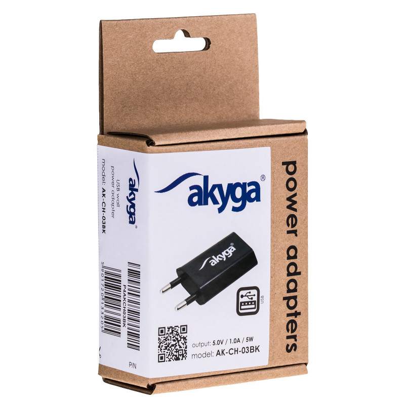 Ładowarka sieciowa Akyga AK-CH-03BK 5W USB-A 5V / 1A czarna