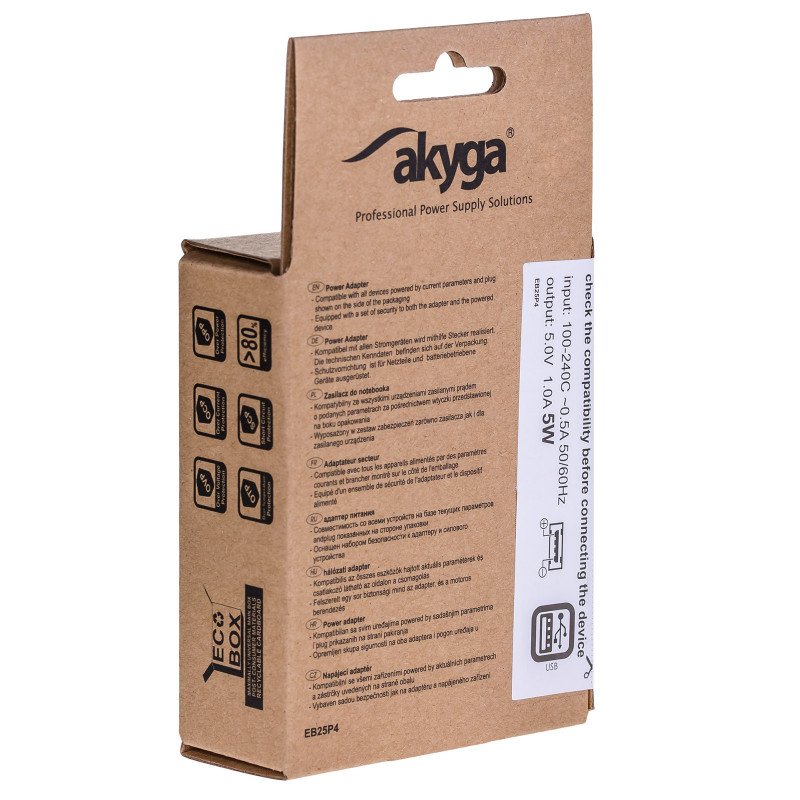 Ładowarka sieciowa Akyga AK-CH-03BK 5W USB-A 5V / 1A czarna