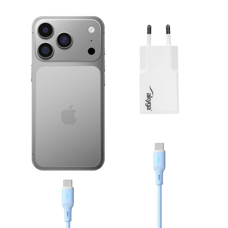Ładowarka sieciowa Akyga AK-CH-27 30W USB-C USB-A PD GaN 5-20V / 1.5-3A biała