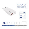 Ładowarka sieciowa Akyga AK-CH-27 30W USB-C USB-A PD GaN 5-20V / 1.5-3A biała