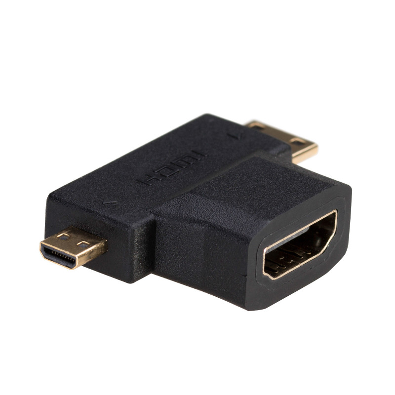 Akyga AK-AD-23 Adapter HDMI (F) na Mini HDMI (M) / Micro HDMI (M), czarny