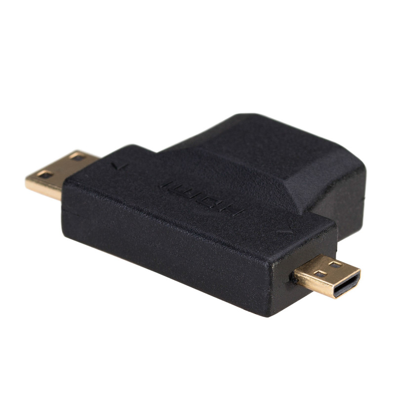 Akyga AK-AD-23 Adapter HDMI (F) na Mini HDMI (M) / Micro HDMI (M), czarny