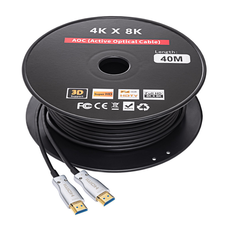 Akyga AK-HD-400L kabel optyczny aktywny HDMI 2.1 (AOC), 48 Gb/s, 8K@60Hz, 4K@120Hz, 40 m, czarny