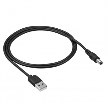 Kabel zasilający Akyga AK-DC-01 USB-A wtyk – DC 5,5 x 2,1 mm wtyk, 0,8 m, czarny