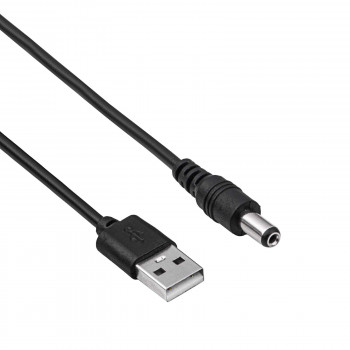 Kabel zasilający Akyga AK-DC-01 USB-A wtyk – DC 5,5 x 2,1 mm wtyk, 0,8 m, czarny