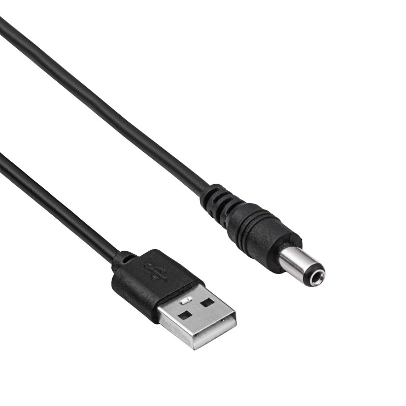 Kabel zasilający Akyga AK-DC-01 USB-A wtyk – DC 5,5 x 2,1 mm wtyk, 0,8 m, czarny