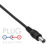 Kabel zasilający Akyga AK-DC-01 USB-A wtyk – DC 5,5 x 2,1 mm wtyk, 0,8 m, czarny