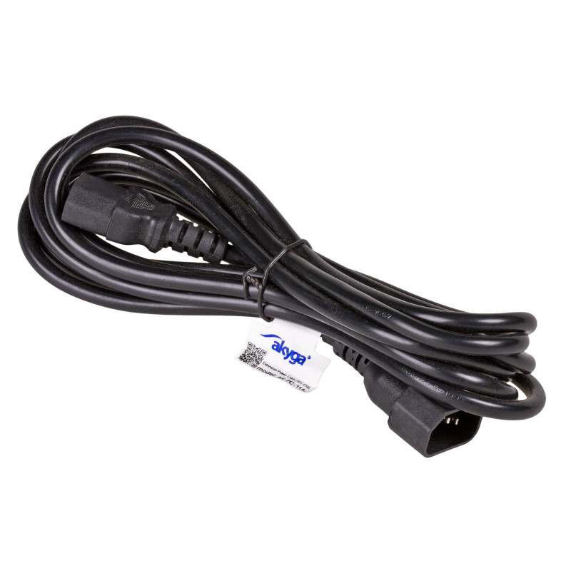 Przedłużacz zasilający Akyga AK-PC-11A IEC C14 – IEC C13, CCA 3x0,5 mm², 5 m, czarny