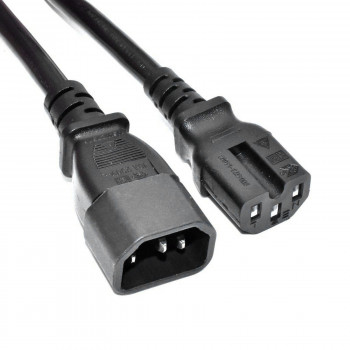 Przedłużacz zasilający serwerowy Akyga AK-UP-05 IEC C14 – IEC C15, miedź 3x1 mm², 1 m, czarny