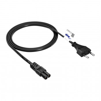Akyga AK-RD-01C Przewód zasilający Europlug (CEE 7/16) do IEC C7, 2x 0,5 mm² miedź, 1,5 m, czarny