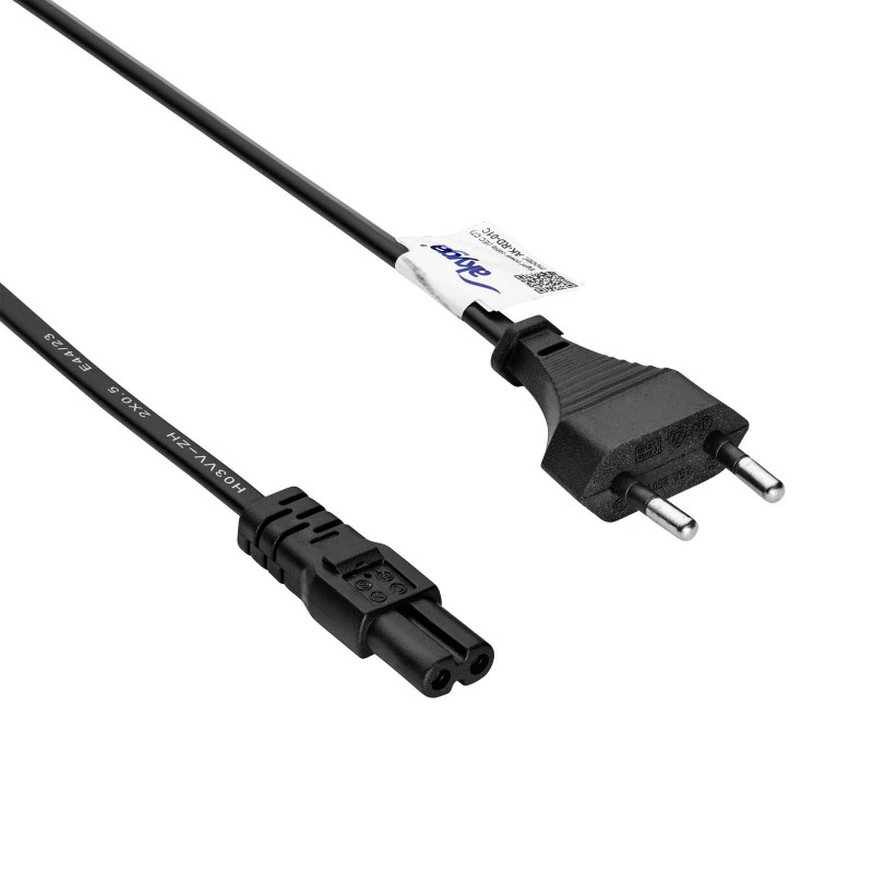 Akyga AK-RD-01C Przewód zasilający Europlug (CEE 7/16) do IEC C7, 2x 0,5 mm² miedź, 1,5 m, czarny
