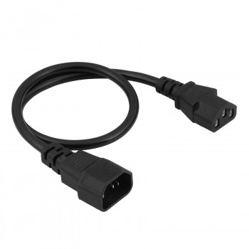 Przedłużacz zasilający Akyga AK-PC-14A IEC C14 do IEC C13, 3x 0,5 mm², 0,5 m, czarny