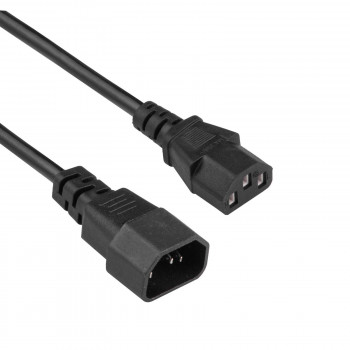 Przedłużacz zasilający Akyga AK-PC-14A IEC C14 do IEC C13, 3x 0,5 mm², 0,5 m, czarny
