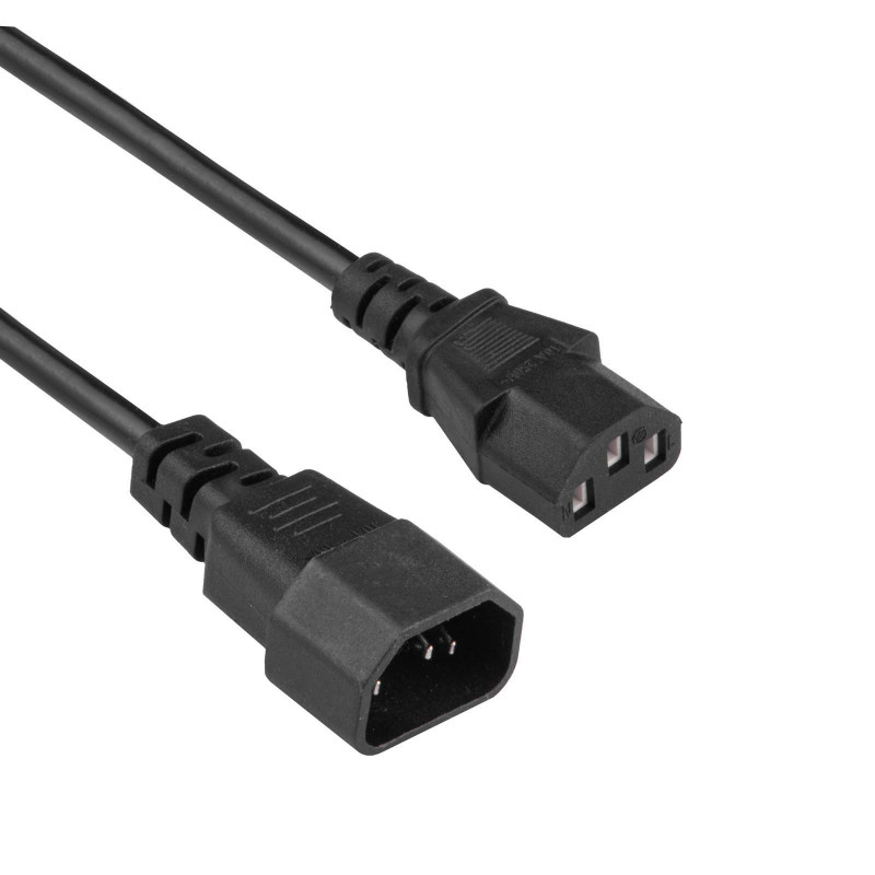 Przedłużacz zasilający Akyga AK-PC-14A IEC C14 do IEC C13, 3x 0,5 mm², 0,5 m, czarny
