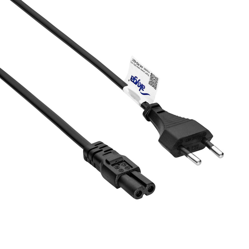 Przewód zasilający Akyga AK-RD-02C Europlug (CEE 7/16) do IEC C7, 2x 0,5 mm² miedź, 3 m, czarny