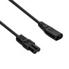 Przedłużacz zasilający Akyga AK-RD-08A IEC C8 do IEC C7, 2x 0,5 mm², 1,5 m, czarny