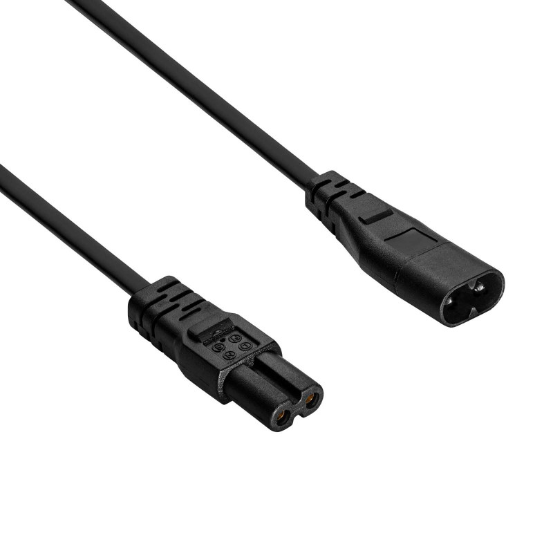 Przedłużacz zasilający Akyga AK-RD-08A IEC C8 do IEC C7, 2x 0,5 mm², 1,5 m, czarny
