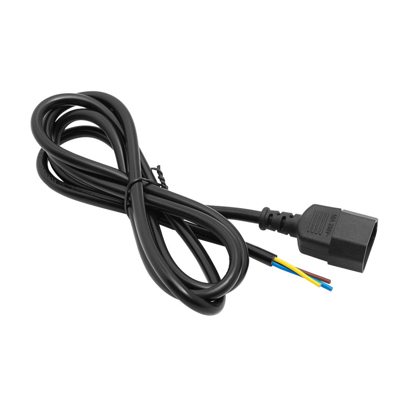 Przewód zasilający Akyga AK-OT-09C IEC C14 z otwartym końcem, 3x 1 mm² miedź, 1,8 m, czarny