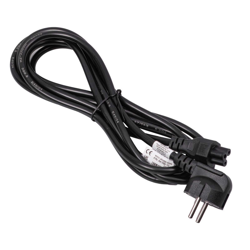 Akyga AK-NB-10C Przewód zasilający do notebooka CEE 7/7 do IEC C5, 3x 0,75 mm² miedź, 3 m, czarny
