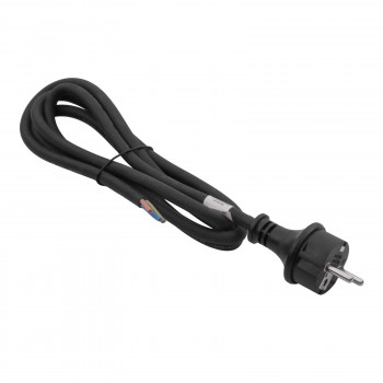 Akyga AK-OT-02S kabel zasilający gumowy CEE 7/7 z otwartym końcem, H05RR-F 3x 1,5 mm², 1,8 m, czarny