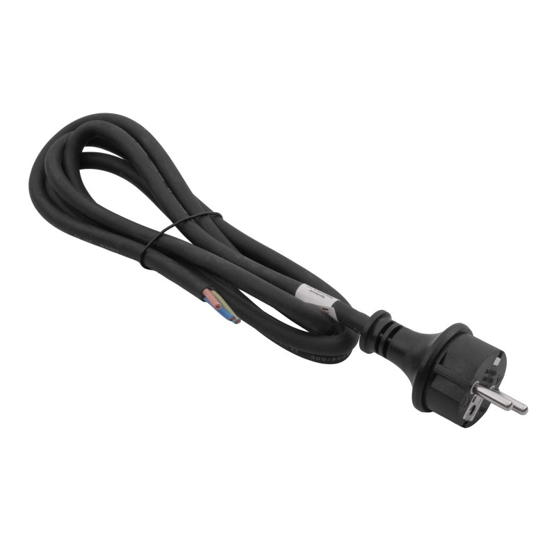 Akyga AK-OT-02S kabel zasilający gumowy CEE 7/7 z otwartym końcem, H05RR-F 3x 1,5 mm², 1,8 m, czarny