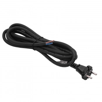 Akyga AK-OT-05S Przewód zasilający gumowy CEE 7/17 z otwartym końcem, H05RR-F 2x 1,5 mm², 3 m, czarny