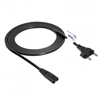 Kabel zasilający Akyga AK-RD-02A CEE 7/16 (Europlug) – IEC C7 (ósemka), CCA 2 x 0,5 mm², 3 m, czarny