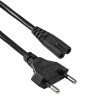 Kabel zasilający Akyga AK-RD-02A CEE 7/16 (Europlug) – IEC C7 (ósemka), CCA 2 x 0,5 mm², 3 m, czarny
