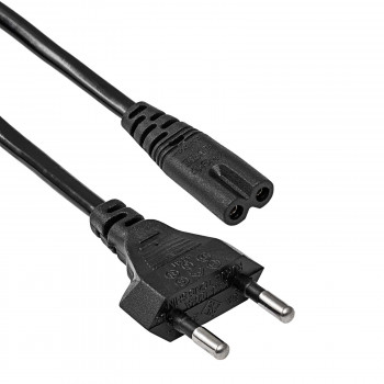 Kabel zasilający Akyga AK-RD-02A CEE 7/16 (Europlug) – IEC C7 (ósemka), CCA 2 x 0,5 mm², 3 m, czarny
