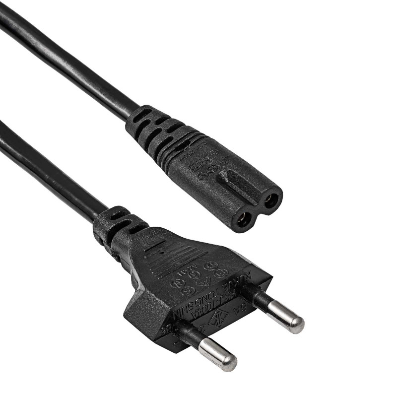 Kabel zasilający Akyga AK-RD-02A CEE 7/16 (Europlug) – IEC C7 (ósemka), CCA 2 x 0,5 mm², 3 m, czarny