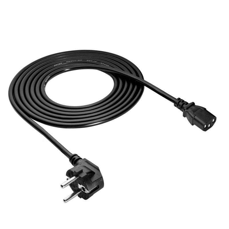 Kabel zasilający Akyga AK-PC-106A CEE 7/7 (Schuko) – IEC C13, CCA 3 x 0,75 mm², 3 m, czarny