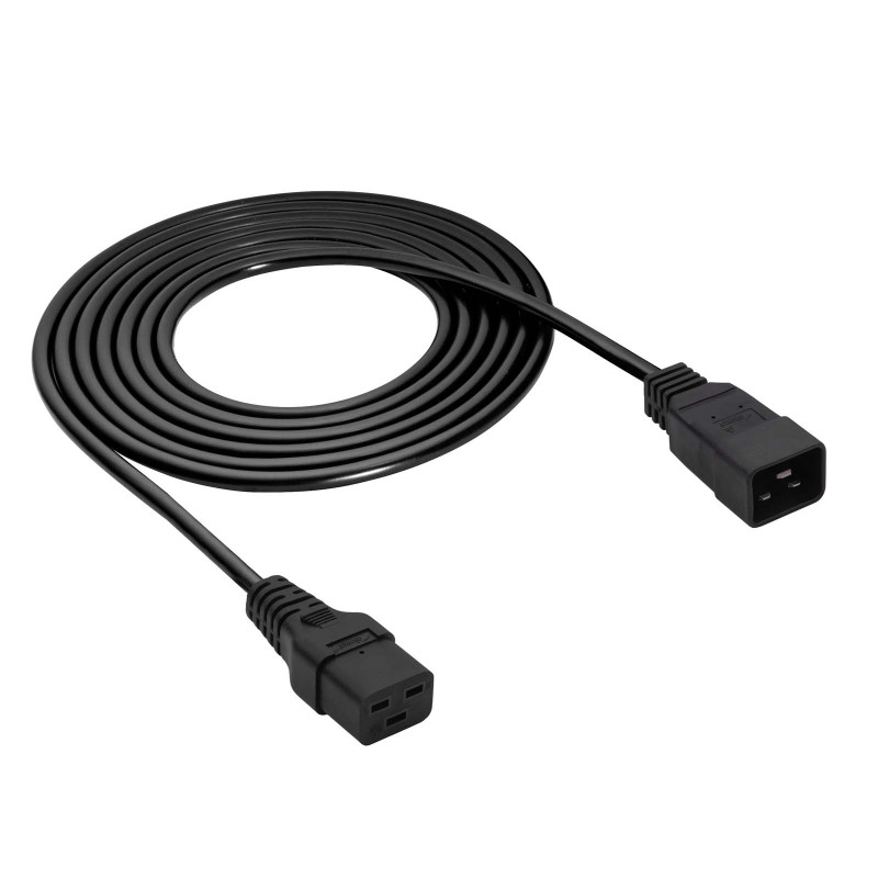 Przedłużacz zasilający do serwera Akyga AK-UP-03S IEC C20 – IEC C19, miedź 3 x 1,5 mm², 16 A, 1,8 m, czarny
