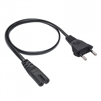 Kabel zasilający Akyga AK-RD-04A CEE 7/16 (Europlug) – IEC C7 (ósemka), CCA 2 x 0,5 mm², 0,5 m, czarny