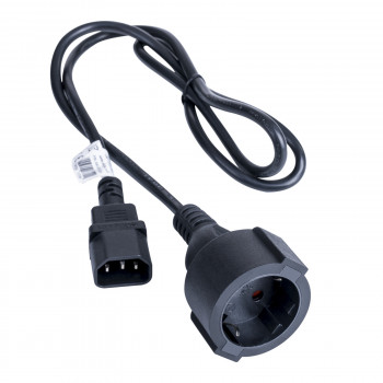 Kabel adapter zasilający Akyga AK-PC-13A IEC C14 – gniazdo CEE 7/3 (Schuko), miedź 3 x 0,75 mm², 1 m, czarny